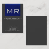 Chubby Monogram Blue Gray Clean Business Card Visitenkarte (Vorne/Hinten)