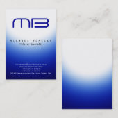 Chubby Monogram Blue White Clean Business Card Visitenkarte (Vorne/Hinten)