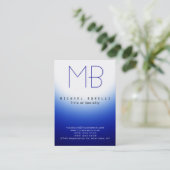 Chubby Monogram Blue White Light Business Card Visitenkarte (Stehend Vorderseite)