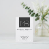 Chubby Monogram Dark Gray White Business Card Visitenkarte (Stehend Vorderseite)