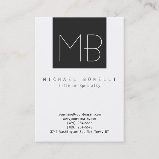 Chubby Monogram Dark Gray White Business Card Visitenkarte (Vorderseite)