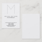 Chubby Monogram Grau White Simple Business Card Visitenkarte (Vorne/Hinten)