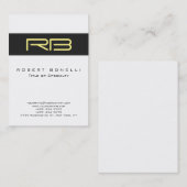 Chubby Monogram Graue, weiße, gelbe Visitenkarte (Vorne/Hinten)