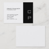 Chubby Monogram Modern White Black Business Card Visitenkarte (Vorne/Hinten)
