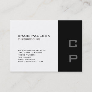 Chubby Monogram Modern White Black Business Card Visitenkarte