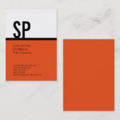 Chubby Monogram Orange Schwarz-weiß Beruflich Visitenkarte (Vorne/Hinten)