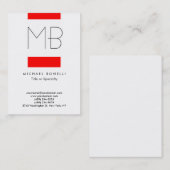 Chubby Monogram Red White Clean Business Card Visitenkarte (Vorne/Hinten)