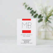 Chubby Monogram Red White Clean Business Card Visitenkarte (Stehend Vorderseite)