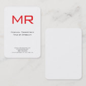 Chubby Monogram Red White Minimalistisch Visitenkarte (Vorne/Hinten)