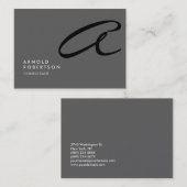 Chubby Monogram Schlicht Gray Trendy Business Card Visitenkarte (Vorne/Hinten)