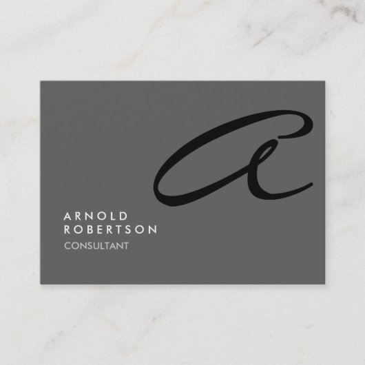 Chubby Monogram Schlicht Gray Trendy Business Card Visitenkarte (Vorderseite)