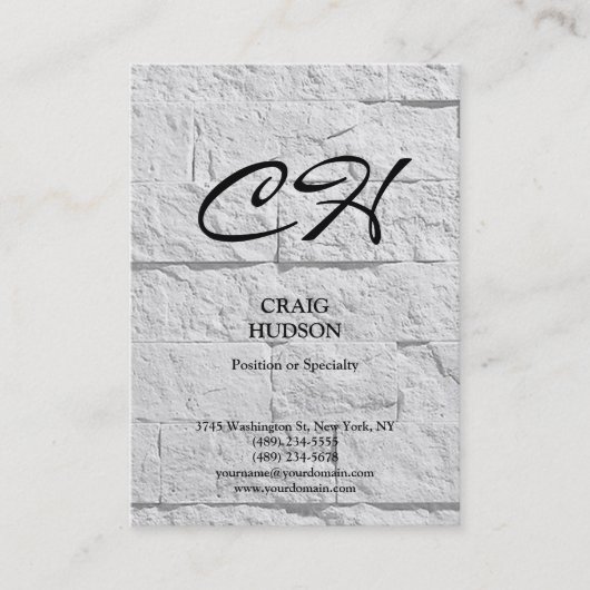 Chubby Monogram Wall Brick Design Business Card Visitenkarte (Vorderseite)