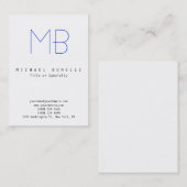 Chubby Monogram White Blue Clean Business Card Visitenkarte (Vorne/Hinten)