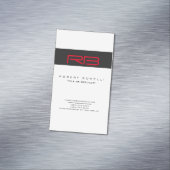 Chubby Monogram White Dark Gray Red Business Card Magnetische Visitenkarte (Beispiel)
