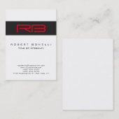 Chubby Monogram White Dark Gray Red Business Card Visitenkarte (Vorne/Hinten)
