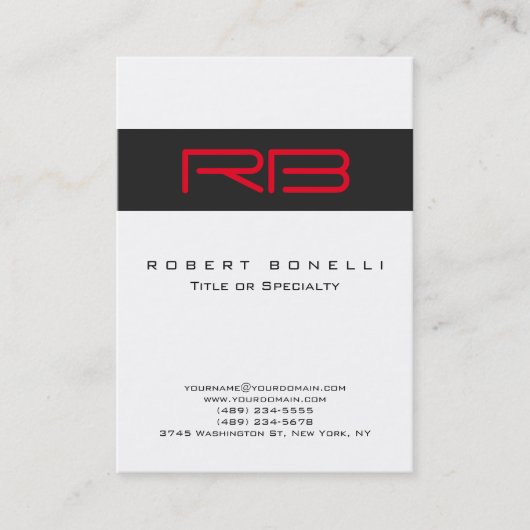 Chubby Monogram White Dark Gray Red Business Card Visitenkarte (Vorderseite)
