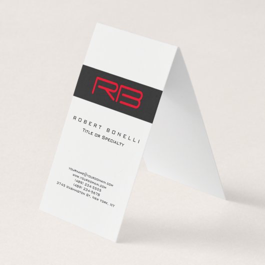 Chubby Monogram White Dark Gray Red Business Card Visitenkarten (Vorderseite)