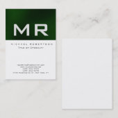 Chubby Monogram White Green Strip Business Card Visitenkarte (Vorne/Hinten)