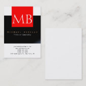 Chubby Monogram White Red Black Business Card Visitenkarte (Vorne/Hinten)