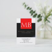 Chubby Monogram White Red Black Business Card Visitenkarte (Stehend Vorderseite)