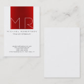 Chubby Monogram White Red Business Card Visitenkarte (Vorne/Hinten)