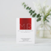 Chubby Monogram White Red Business Card Visitenkarte (Stehend Vorderseite)