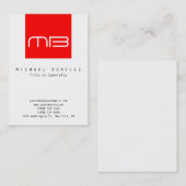 Chubby Monogram White Red Clean Business Card Visitenkarte (Vorne/Hinten)