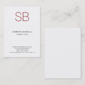 Chubby Monogram White Red Niedlich Business Card Visitenkarte (Vorne/Hinten)