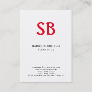 Chubby Monogram White Red Niedlich Business Card Visitenkarte