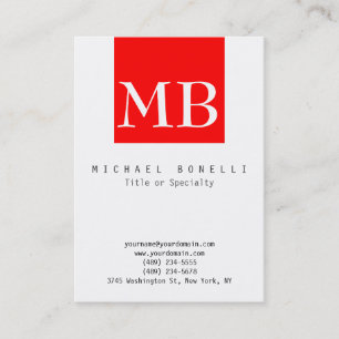 Chubby Monogram White Strip Business Card Visitenkarte