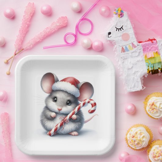 Chubby Mouse mit Candy Cane Pappteller (Party)