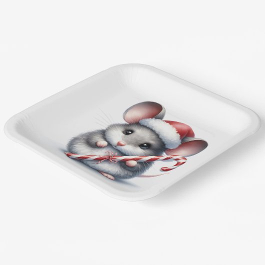 Chubby Mouse mit Candy Cane Pappteller (Gewinkelt)