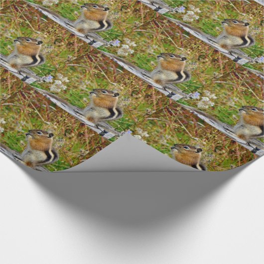 Chubby niedlich Chipmack auf Holzstumpf Geschenkpapier (Ecke)