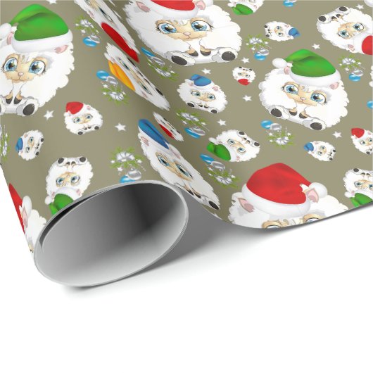Chubby Niedliches Weihnachtsschaf-Papier Geschenkpapier (Rolleneckpunkt)