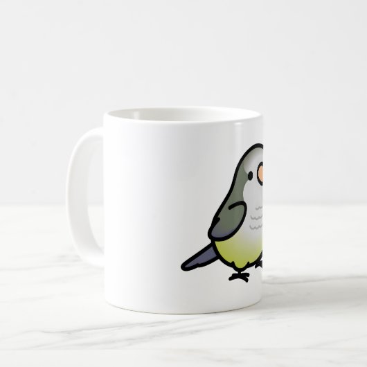 Chubby Olive Quaker Parrot Kaffeetasse (Vorderseite Links)