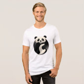 Chubby Panda - Farbe in Schwarz und Weiß Tri-Blend Shirt (Vorderseite voll)