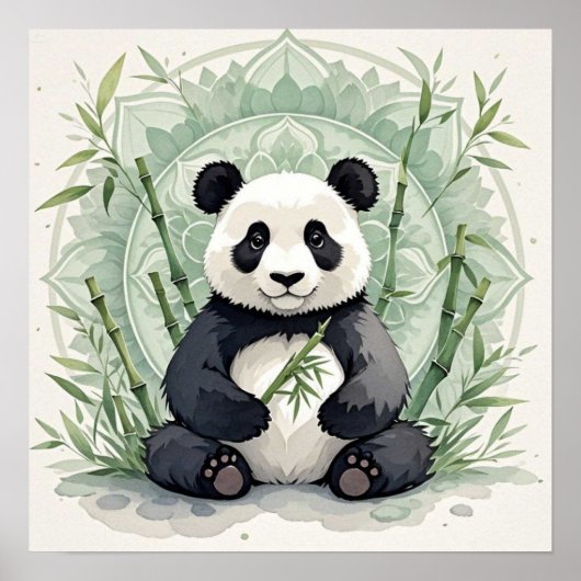 Chubby-Panda in einer Lotus-Pose Poster (Vorne)