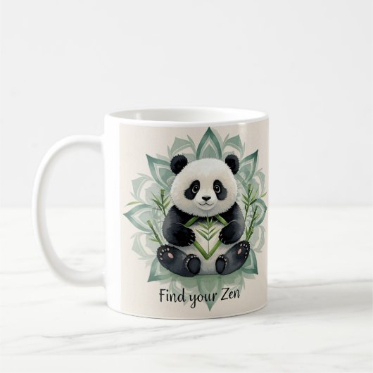 Chubby Panda sitzend in Lotus Pose Zen Kaffeetasse (Links)