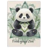 Chubby Panda sitzend in Lotus Pose Zen Klemmbrett (Rückseite)