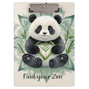 Chubby Panda sitzend in Lotus Pose Zen Klemmbrett