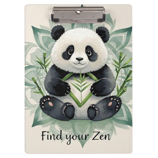 Chubby Panda sitzend in Lotus Pose Zen Klemmbrett (Vorderseite)