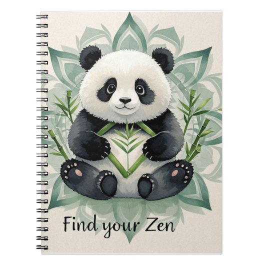 Chubby Panda sitzend in Lotus Pose Zen Notizblock (Vorderseite)