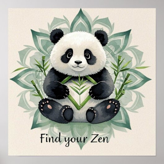 Chubby Panda sitzend in Lotus Pose Zen Poster (Vorne)
