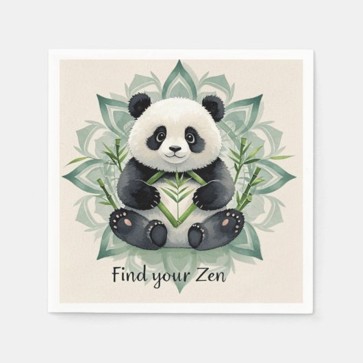 Chubby Panda sitzend in Lotus Pose Zen Serviette (Vorderseite)