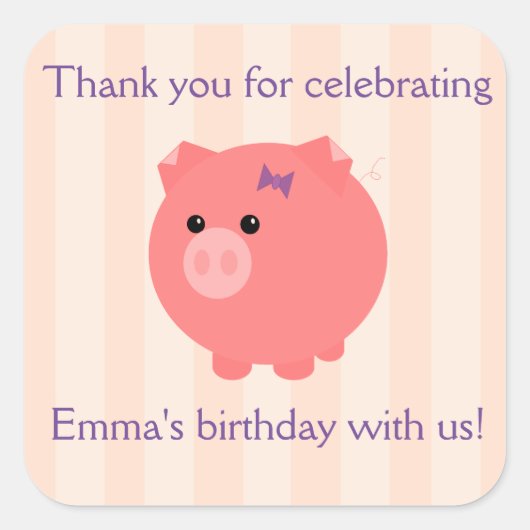 Chubby Pig mit PInk Stripes Stickers (Vorderseite)
