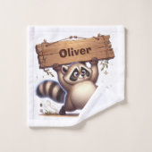 Chubby Raccoon mit benutzerdefinierbarem Namenssch Waschlappen (Waschlappen)