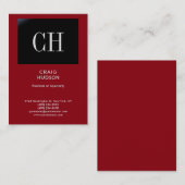 Chubby Red Black Strip Monogram Business Card Visitenkarte (Vorne/Hinten)