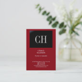 Chubby Red Black Strip Monogram Business Card Visitenkarte (Stehend Vorderseite)