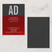 Chubby Red Gray Monogram Schlichte Visitenkarte (Vorne/Hinten)