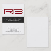Chubby Red Monogram Grau White Business Card Visitenkarte (Vorne/Hinten)